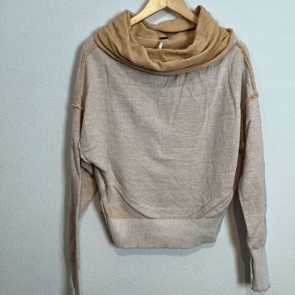 Free People Peach Fuzz Ricky Slouch Draped Neck Long Sleeve Top Women's Small - Picture 6 of 7